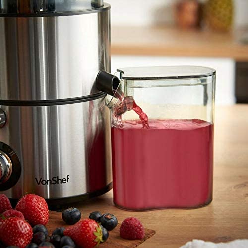 VonShef 220 volt Juicer Machine for Fruit & Vegetables - Centrifugal Juice Maker 400W with 2 Speed Settings, Wide Feeding Chute for Extracting Juices & Detachable Pulp Container 220v 240 volts 2000084 - 220 - Electronics
