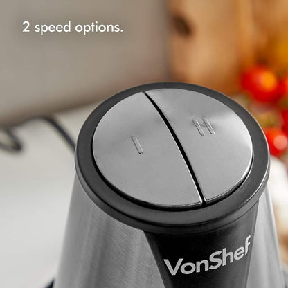 Vonshef 220 volt Mini Chopper 400 Watts 1.2 liter 5 - CUP Glass Bowl Chopper Blender 2000068 220v 240 volt 50 hz - 220 - Electronics