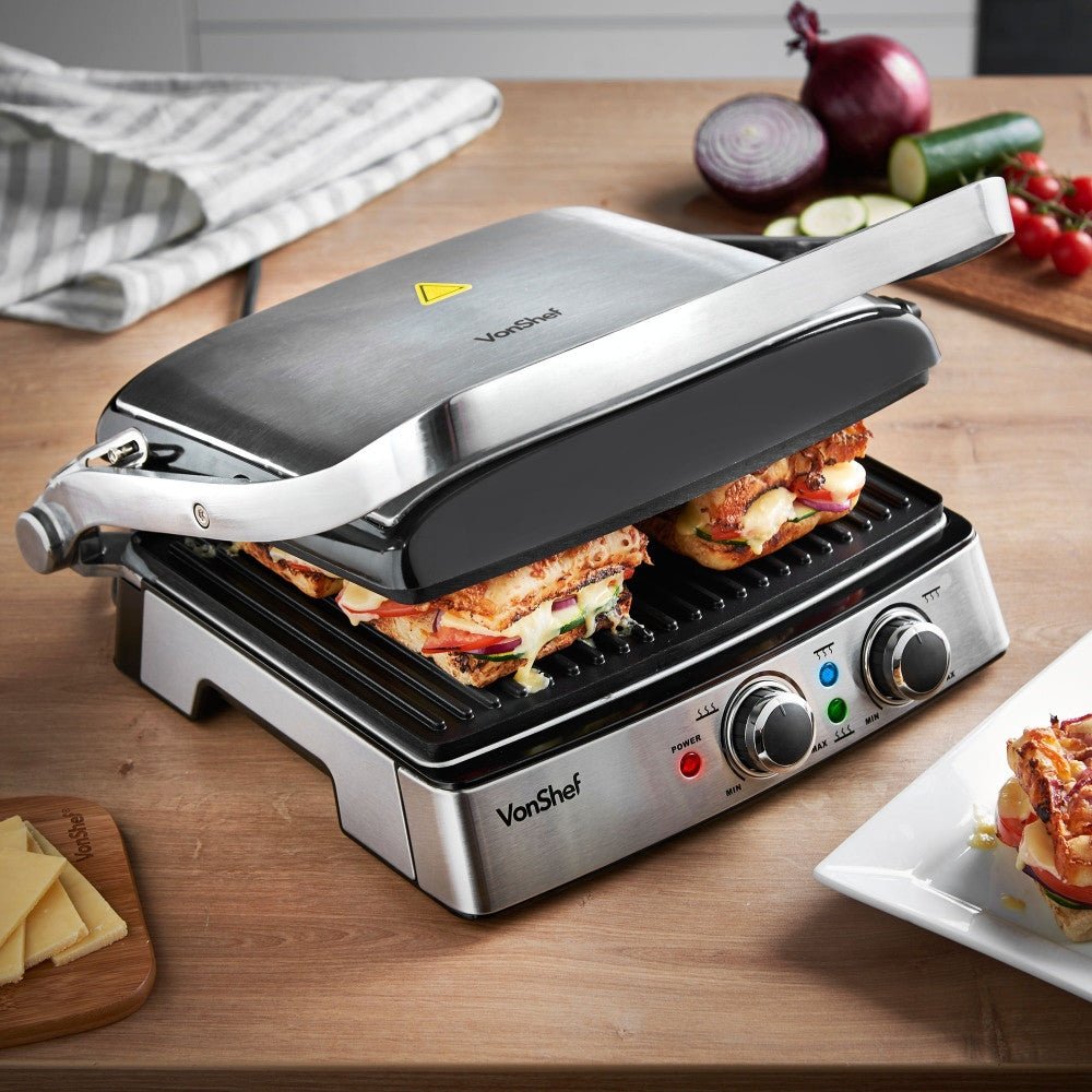 Vonshef 220 Volt Sandwich Panini Press & Grill 2 Slice 220v 240 Volts 13178 - 220 - Electronics