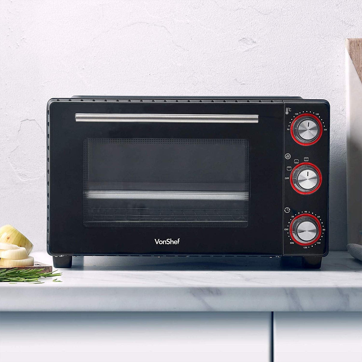 Vonshef 220 volt Toaster oven 28L mini oven grill bake roast 220v 240 volts 50 hz model 2000004 - 220 - Electronics