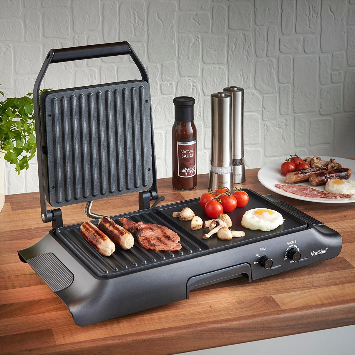 Vonshef 220 Volts 50 Hz Electric Grill, Panini Press and Griddle 13100 - 220 - Electronics