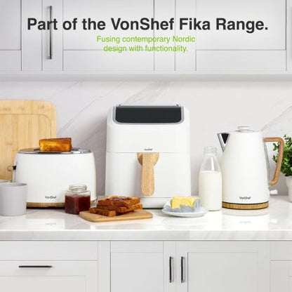 VonShef 220 volts air fryer 5 Liter Large Family size rapid air LED display, dishwasher safe healthy oil - free and low fat cooking White modern look 220v 240 volt - 220 - Electronics