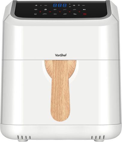 VonShef 220 volts air fryer 5 Liter Large Family size rapid air LED display, dishwasher safe healthy oil - free and low fat cooking White modern look 220v 240 volt - 220 - Electronics