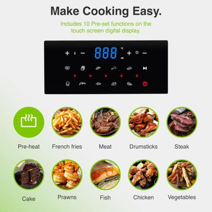 VonShef 220 volts air fryer 5 Liter Large Family size rapid air LED display, dishwasher safe healthy oil - free and low fat cooking White modern look 220v 240 volt - 220 - Electronics