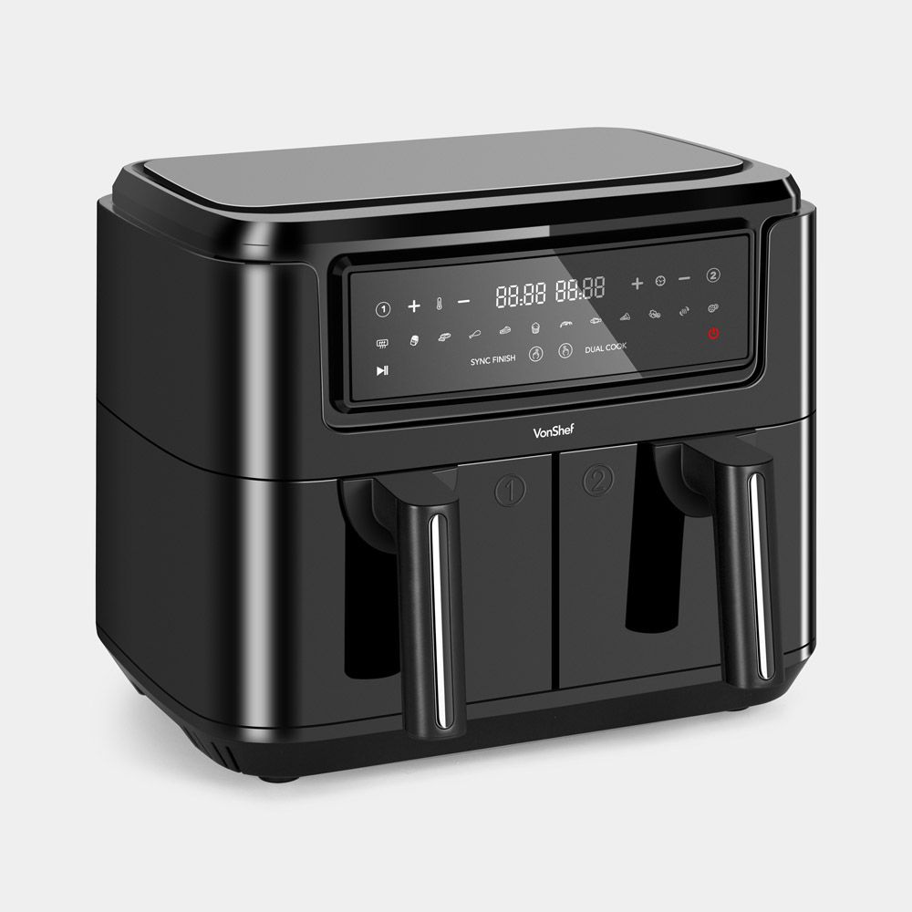 Vonshef 220 volts air fryer 9 liter with 2 trays and liners included 220v 240 volt air fryer large 2000224 - 220 - Electronics