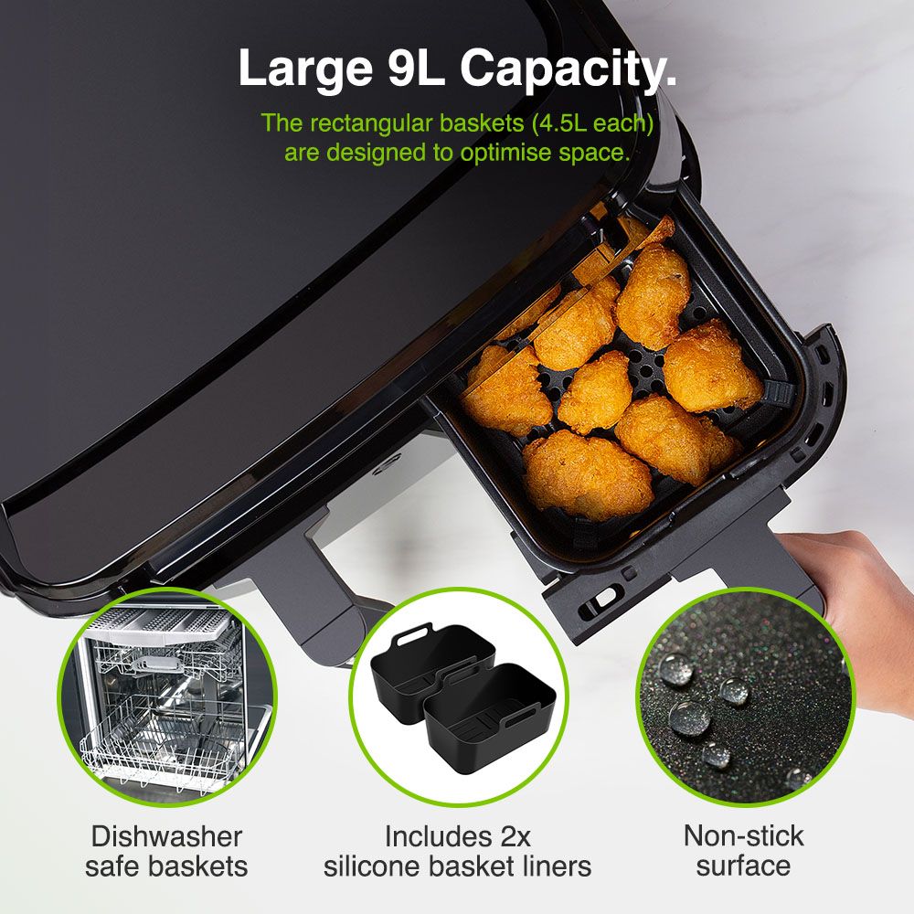 Vonshef 220 volts air fryer 9 liter with 2 trays and liners included 220v 240 volt air fryer large 2000224 - 220 - Electronics