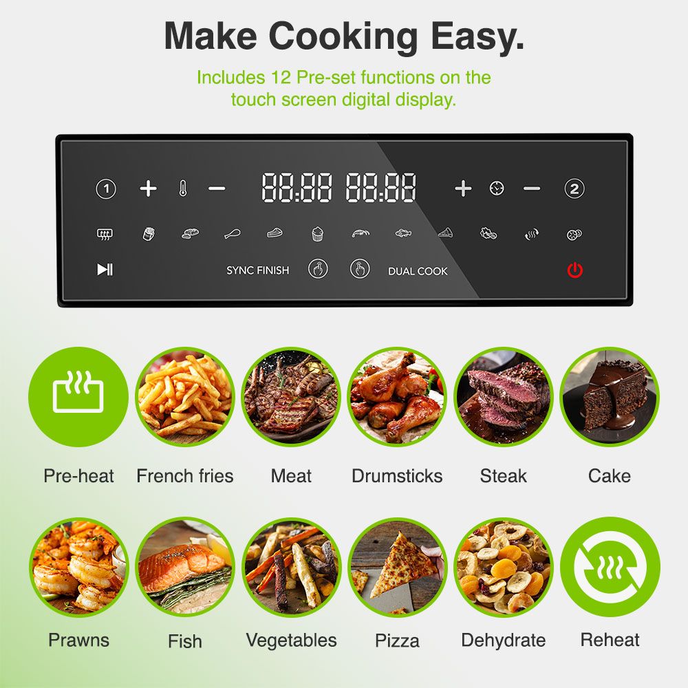 Vonshef 220 volts air fryer 9 liter with 2 trays and liners included 220v 240 volt air fryer large 2000224 - 220 - Electronics