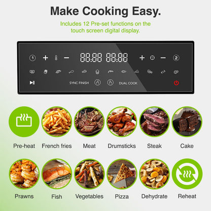 Vonshef 220 volts air fryer 9 liter with 2 trays and liners included 220v 240 volt air fryer large 2000224 - 220 - Electronics