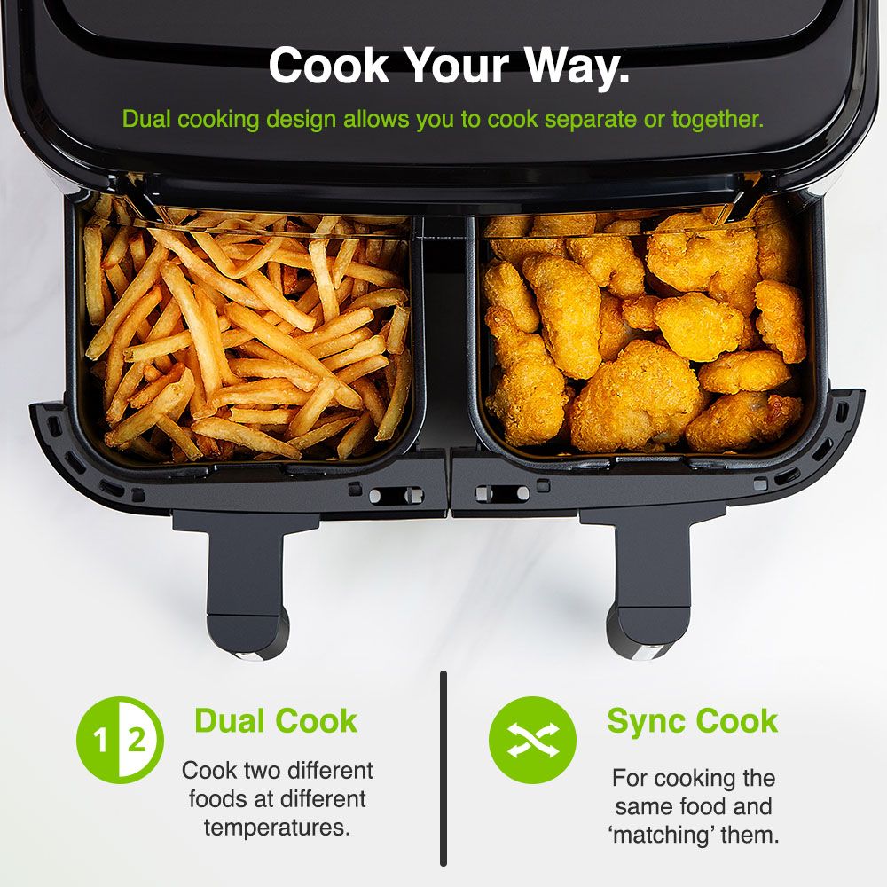 Vonshef 220 volts air fryer 9 liter with 2 trays and liners included 220v 240 volt air fryer large 2000224 - 220 - Electronics