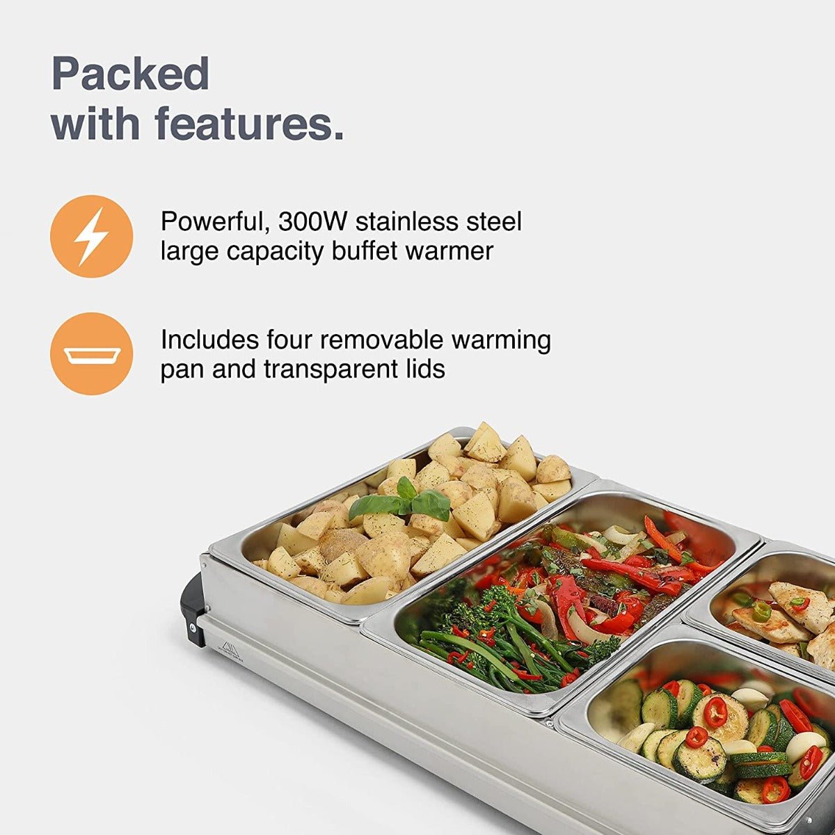 Vonshef 220 volts buffet warmer 4 Pan Buffet Server food warmer 220v 240 volts 50 hz 2000161 - 220 - Electronics