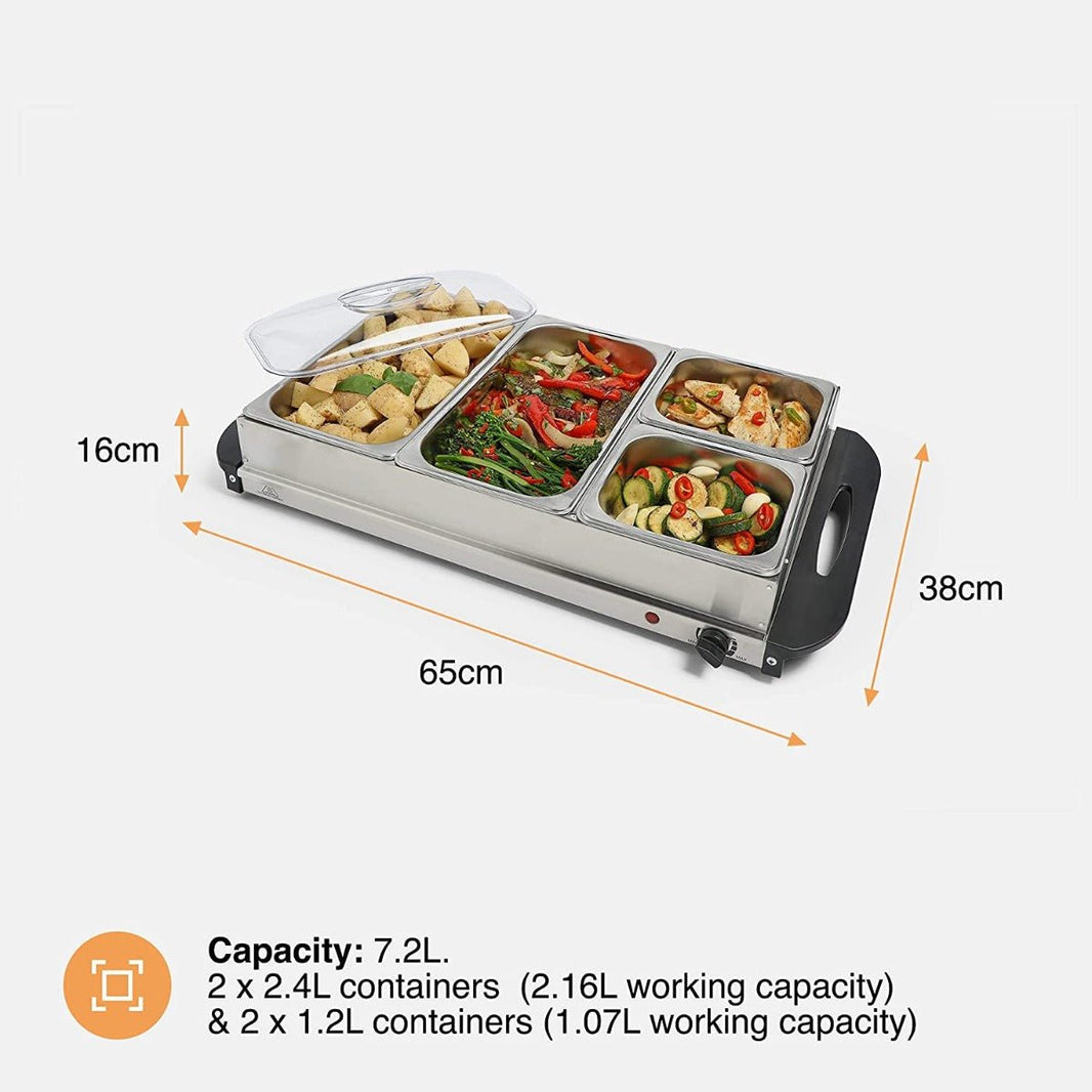 Vonshef 220 volts buffet warmer 4 Pan Buffet Server food warmer 220v 240 volts 50 hz 2000161 - 220 - Electronics