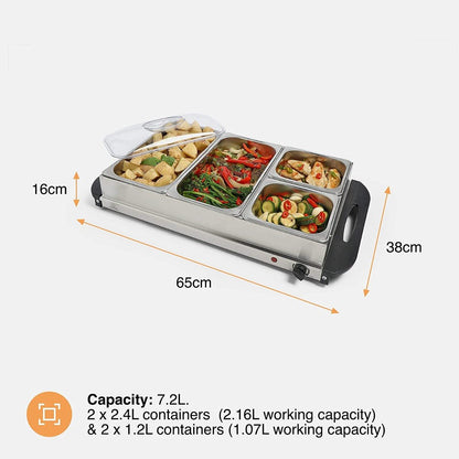 Vonshef 220 volts buffet warmer 4 Pan Buffet Server food warmer 220v 240 volts 50 hz 2000161 - 220 - Electronics