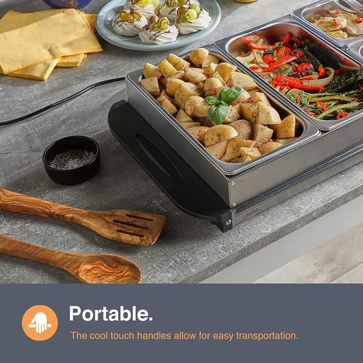 Vonshef 220 volts buffet warmer 4 Pan Buffet Server food warmer 220v 240 volts 50 hz 2000161 - 220 - Electronics