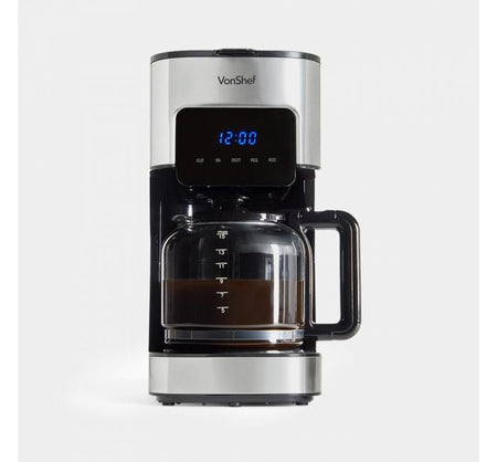 Vonshef 220 volts digital programmable 12 cup coffee maker with permanent filter 2000096 and hot plate 220v 240 volts - 220 - Electronics