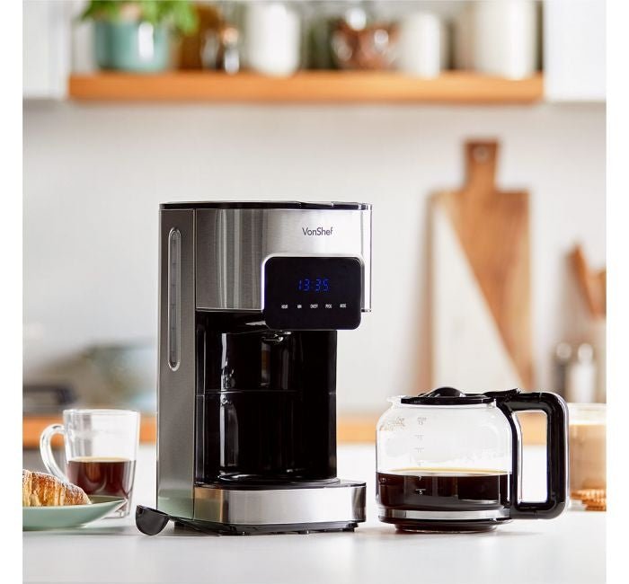12 cup coffee maker with permanent filter Vonshef 220 volts digital programmable 12 cup coffee maker with permanent  filter 2000096 and hot plate 220v 240 volts