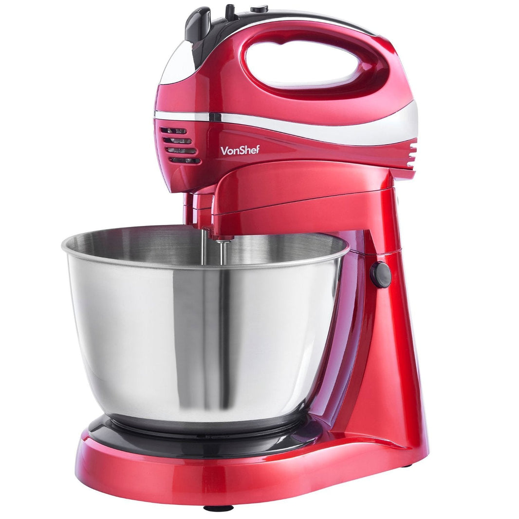 VonShef 220 volts hand stand mixer (2 in 1) for 220 240 Volt and 50hz | Red 13230 - 220 - Electronics