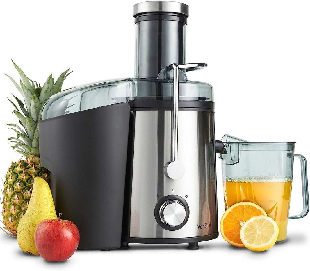 Vonshef 220 volts juicer 800 watts high power 220v 240 volt Juice extractor 2000085 extra wide 2 speed settings fruits and vegetables - 220 - Electronics
