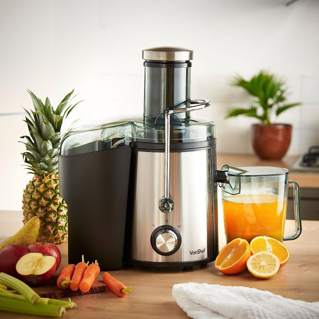 Vonshef 220 volts juicer 800 watts high power 220v 240 volt Juice extractor 2000085 extra wide 2 speed settings fruits and vegetables - 220 - Electronics