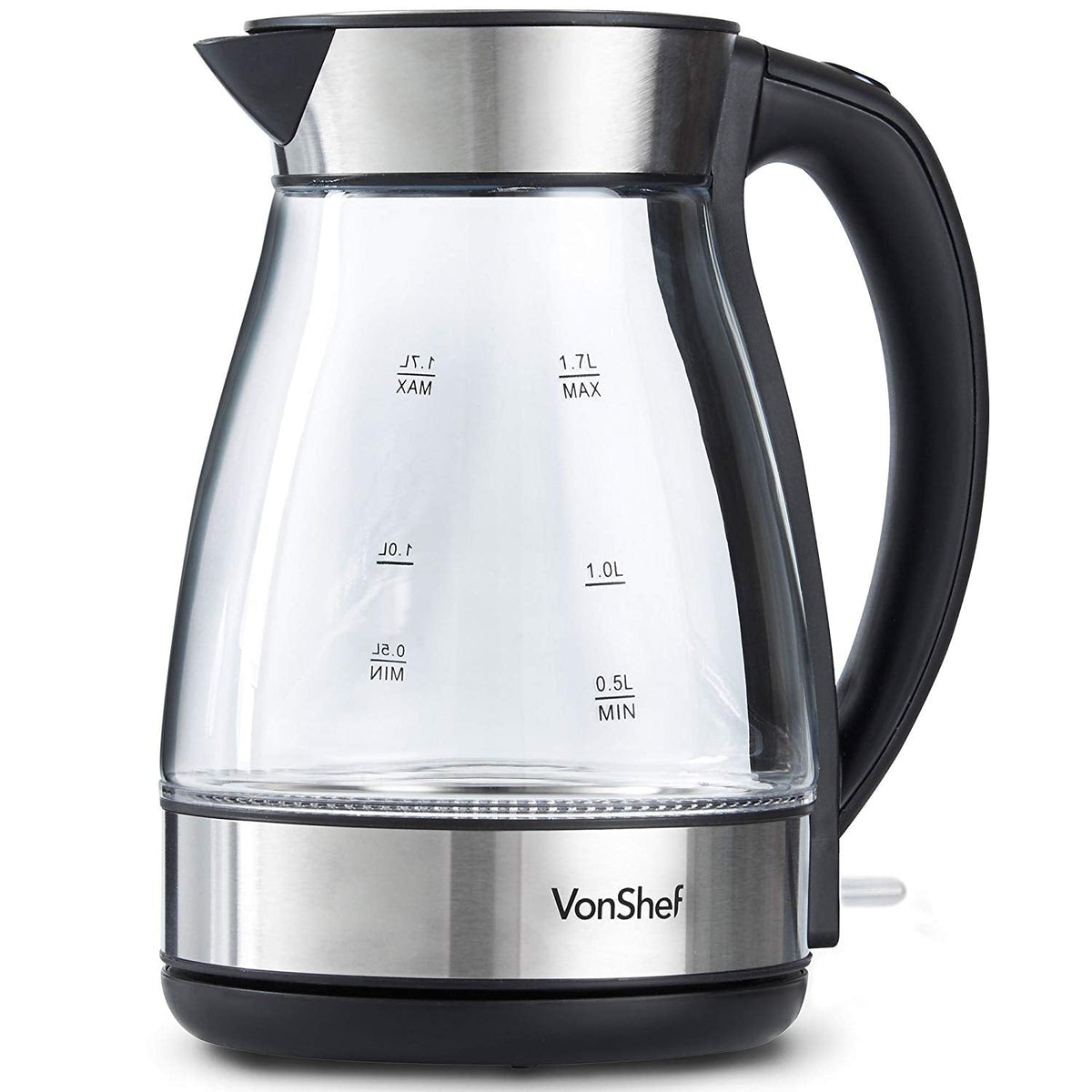 Vonshef 220 volts kettle Glass cordless stainless 220v 240 volts 50347