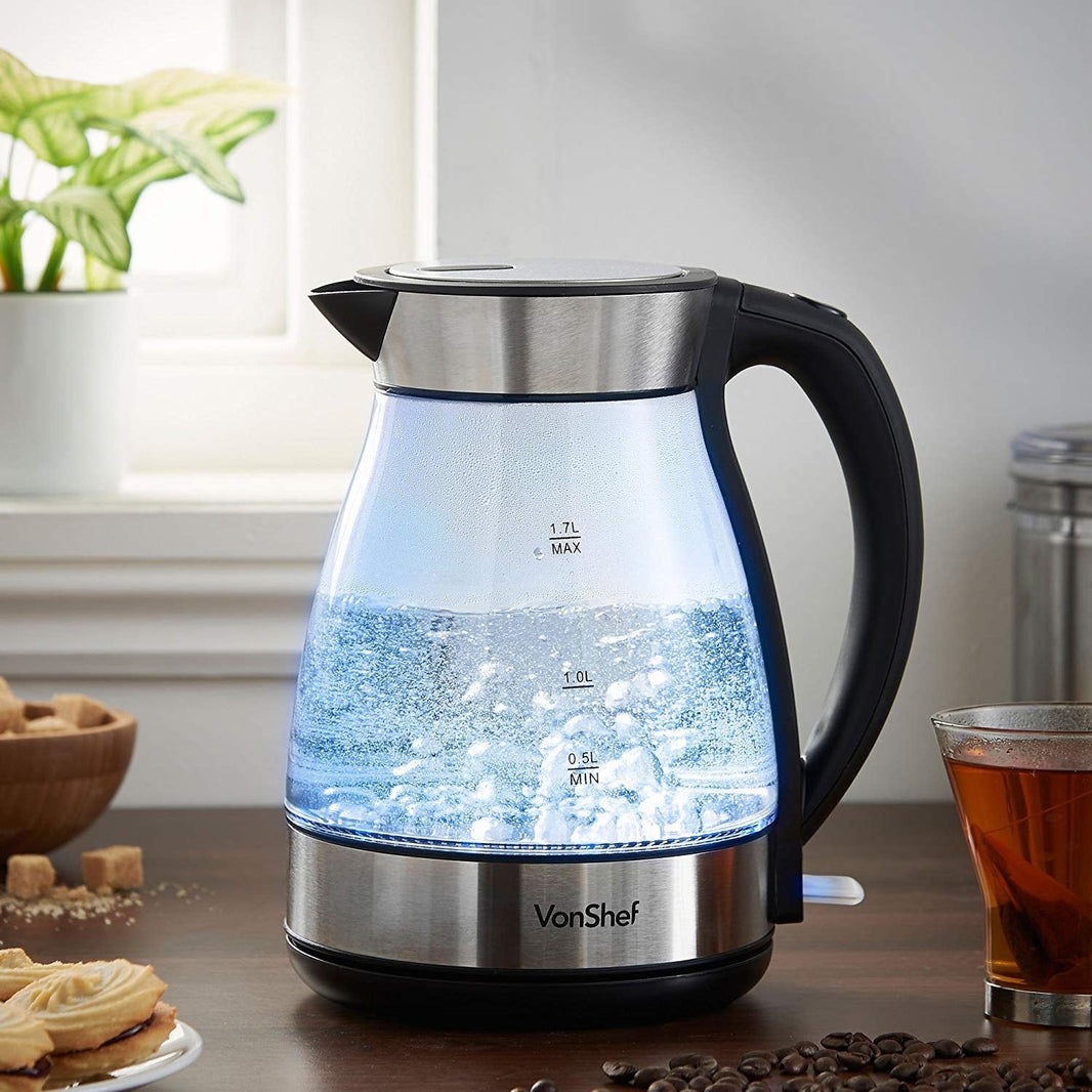 Vonshef 220 volts kettle Glass cordless stainless 220v 240 volts 50347 - 220 - Electronics