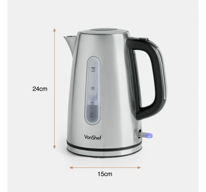 Vonshef 220 volts Kettle stainless steel 1.7 liter hot water electric kettle 2000129 220v 240 volts - 220 - Electronics