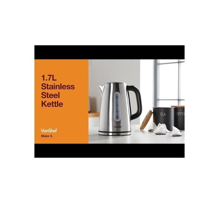 Vonshef 220 volts Kettle stainless steel 1.7 liter hot water electric kettle 2000129 220v 240 volts - 220 - Electronics