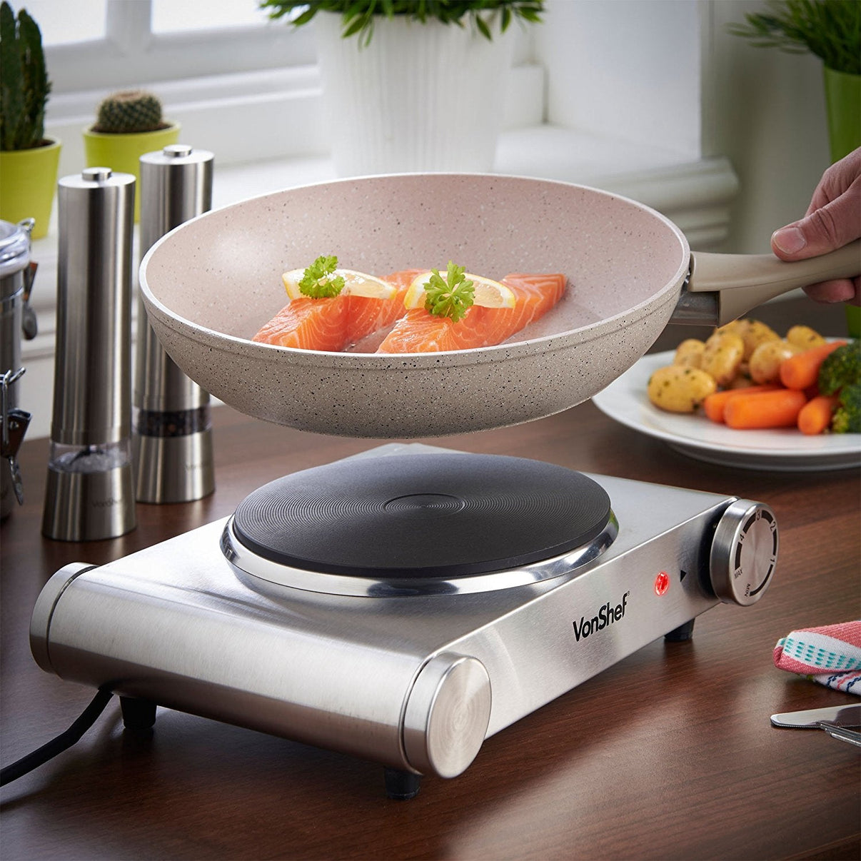 Vonshef 220 volts premium Electric burner hot plate stainless steel 220 volt 13151 - 220 - Electronics