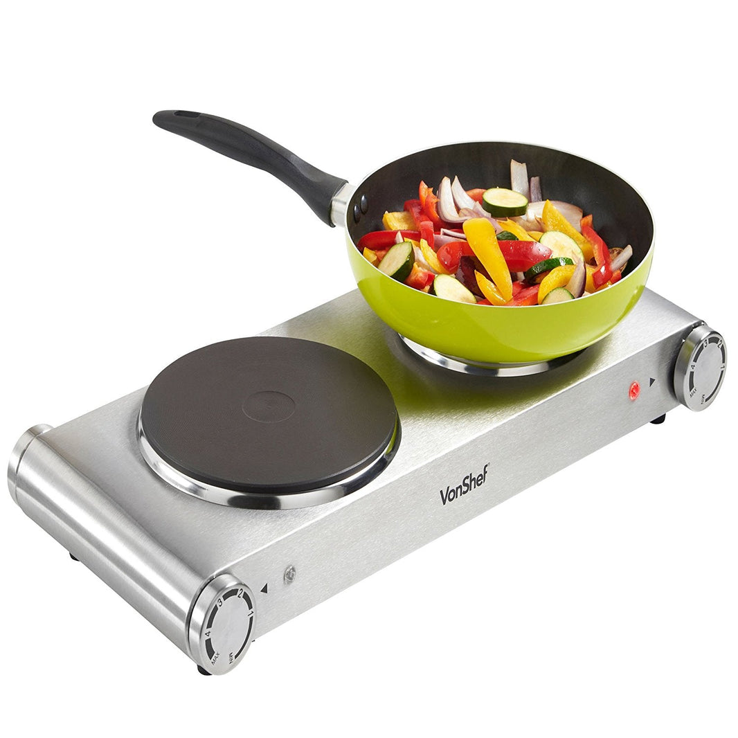 Vonshef 220 volts Premium Stainless Steel Electric Burner Double Hot Plate 13154 - 220 - Electronics