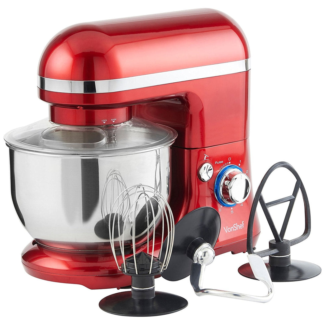 VonShef 220 volts Stand Mixer 800 watts with Dough Hook, Beater, whisk, & Splash Guard 220 240 volt 50 hz 13270/2000031 - 220 - Electronics