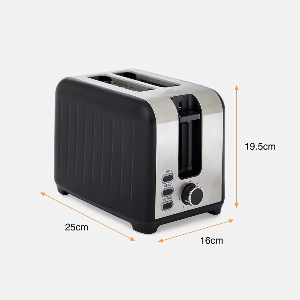 Vonshef 220 volts toaster 2 slice Wide Slot, 7 Browning Controls, Reheat & Defrost, Anti - Jam Function, Crumb Tray and Cord Storage - Black & Silver 220v 240 volts - 220 - Electronics