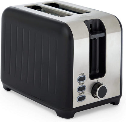 Vonshef 220 volts toaster 2 slice Wide Slot, 7 Browning Controls, Reheat & Defrost, Anti - Jam Function, Crumb Tray and Cord Storage - Black & Silver 220v 240 volts - 220 - Electronics