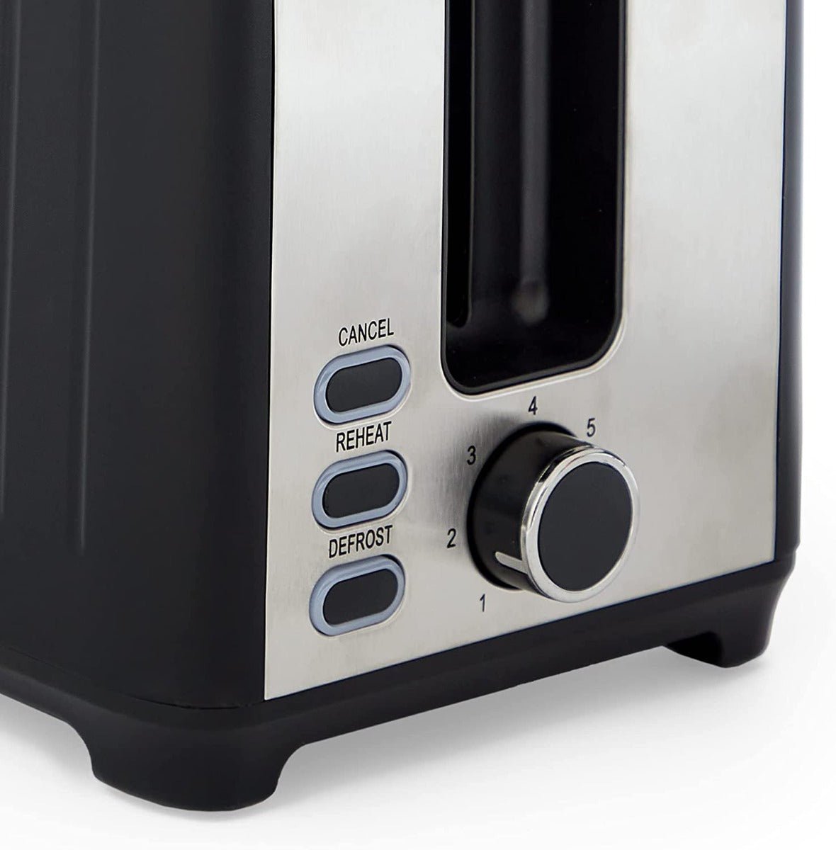Vonshef 220 volts toaster 2 slice Wide Slot, 7 Browning Controls, Reheat & Defrost, Anti - Jam Function, Crumb Tray and Cord Storage - Black & Silver 220v 240 volts - 220 - Electronics