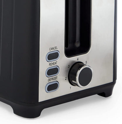 Vonshef 220 volts toaster 2 slice Wide Slot, 7 Browning Controls, Reheat & Defrost, Anti - Jam Function, Crumb Tray and Cord Storage - Black & Silver 220v 240 volts - 220 - Electronics