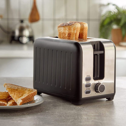 Vonshef 220 volts toaster 2 slice Wide Slot, 7 Browning Controls, Reheat & Defrost, Anti - Jam Function, Crumb Tray and Cord Storage - Black & Silver 220v 240 volts - 220 - Electronics