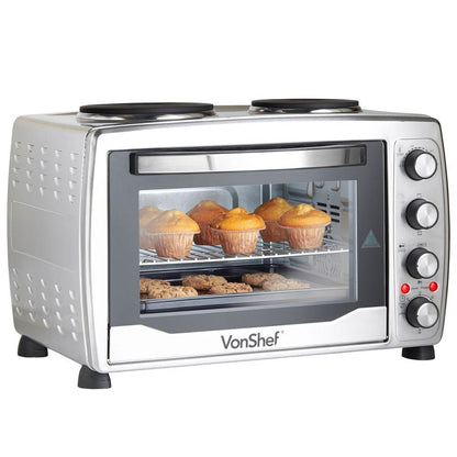 Vonshef Large Toaster Oven w/Double Hot Plate for 220 Volts and 50hz 13217 - 220 - Electronics