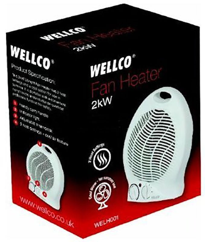 Welco Portable Fan Heater 2kW with 2 Heat Settings 220 240 volts 50 hz (WELH004 - 00) - 220v volt electronics