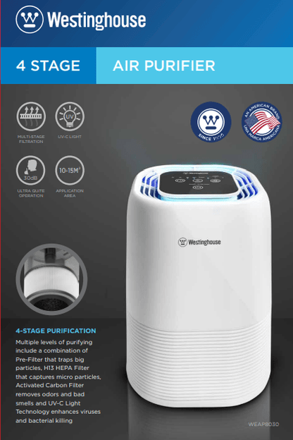 Westinghouse 220 Volt Air Purifier with Hepa filter UVC disinfection 220v 240 volts WEAP8030 - 220 - Electronics