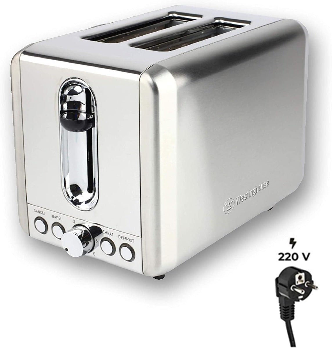 Westinghouse 220 Volt Toaster Stainless Steel 2 Slice Removable Warming Rack WKTTCB850SS - 220 - Electronics