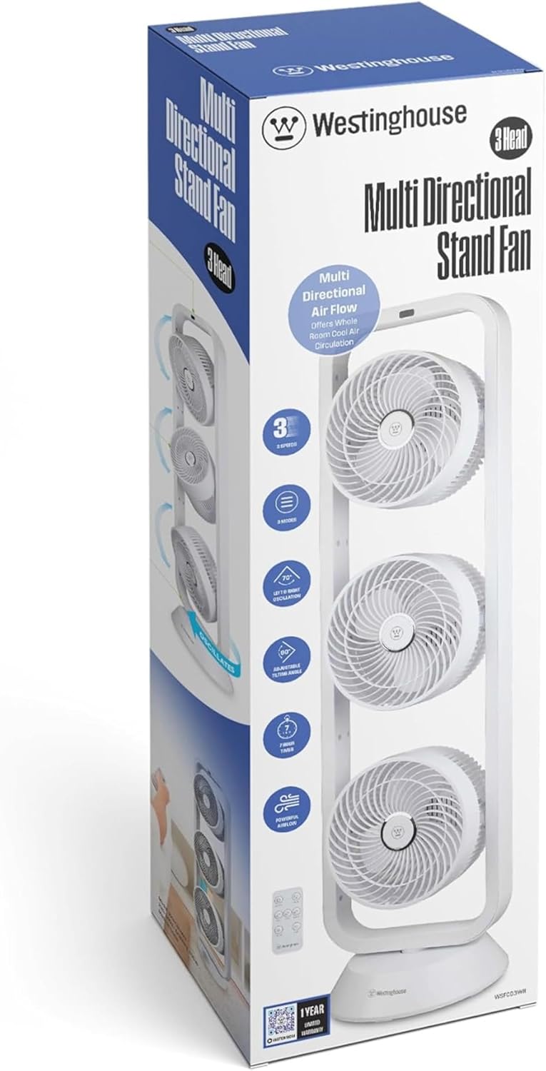 Westinghouse 220 Volt Triple tower fan with oscillating pedestal 220v 240 volts with remote - 220v volt electronics