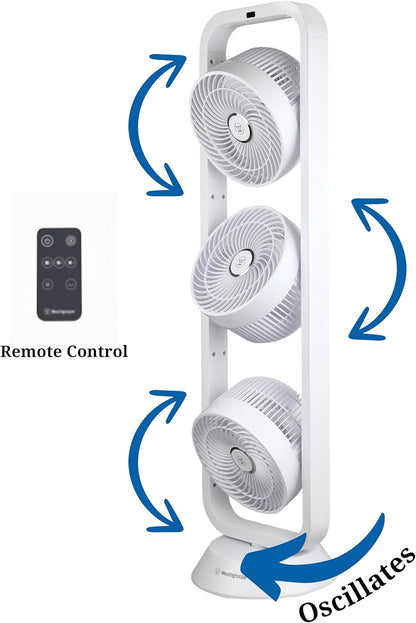 Westinghouse 220 Volt Triple tower fan with oscillating pedestal 220v 240 volts with remote - 220v volt electronics