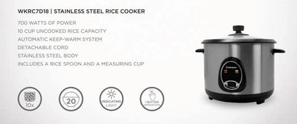 Westinghouse 220 volts 1.8L rice cooker steamer with Stainless Steel housing, non stick WKRC7D18 - 220 - Electronics