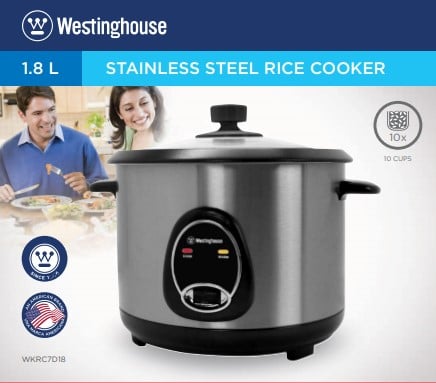 Westinghouse 220 volts 1.8L rice cooker steamer with Stainless Steel housing, non stick WKRC7D18 - 220 - Electronics