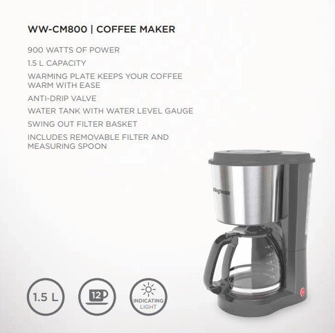 Westinghouse 220 - volts Coffee Maker 10 - 12 cup with Permanent Filter and Hot Plate WKCM800 - 220 - Electronics