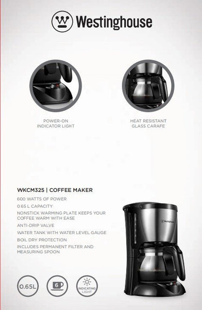 Westinghouse 220 - volts Coffee Maker 4 - 6 cup with Permanent Filter and Hot Plate WKCM325 - 220 - Electronics