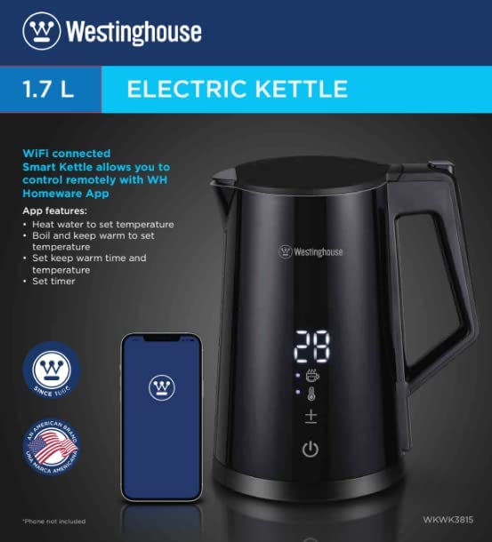 Westinghouse 220 volts Kettle Double Wall Variable Temperature kettle - Stainless steel interior and cool touch exterior 1.7 Liter 220v 240 volt model WKWK3815 9030 - 220 - Electronics