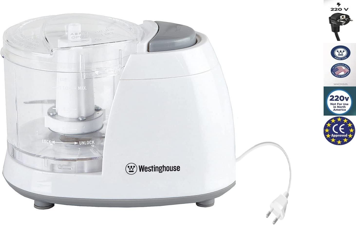 Westinghouse 220 volts Mini Chopper Food Processor Food Chopper 220v 240 volts 50 hz / WKMCG001WH - 220 - Electronics