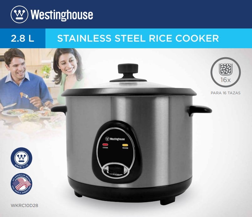 Westinghouse 220 volts rice cooker 16 cup 2.8 liter steamer with Stainless Steel housing, non stick WKRC10D28 - 220 - Electronics