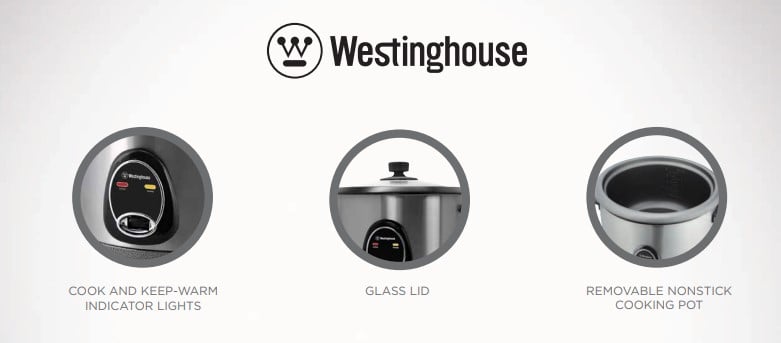 Westinghouse 220 volts rice cooker 16 cup 2.8 liter steamer with Stainless Steel housing, non stick WKRC10D28 - 220 - Electronics