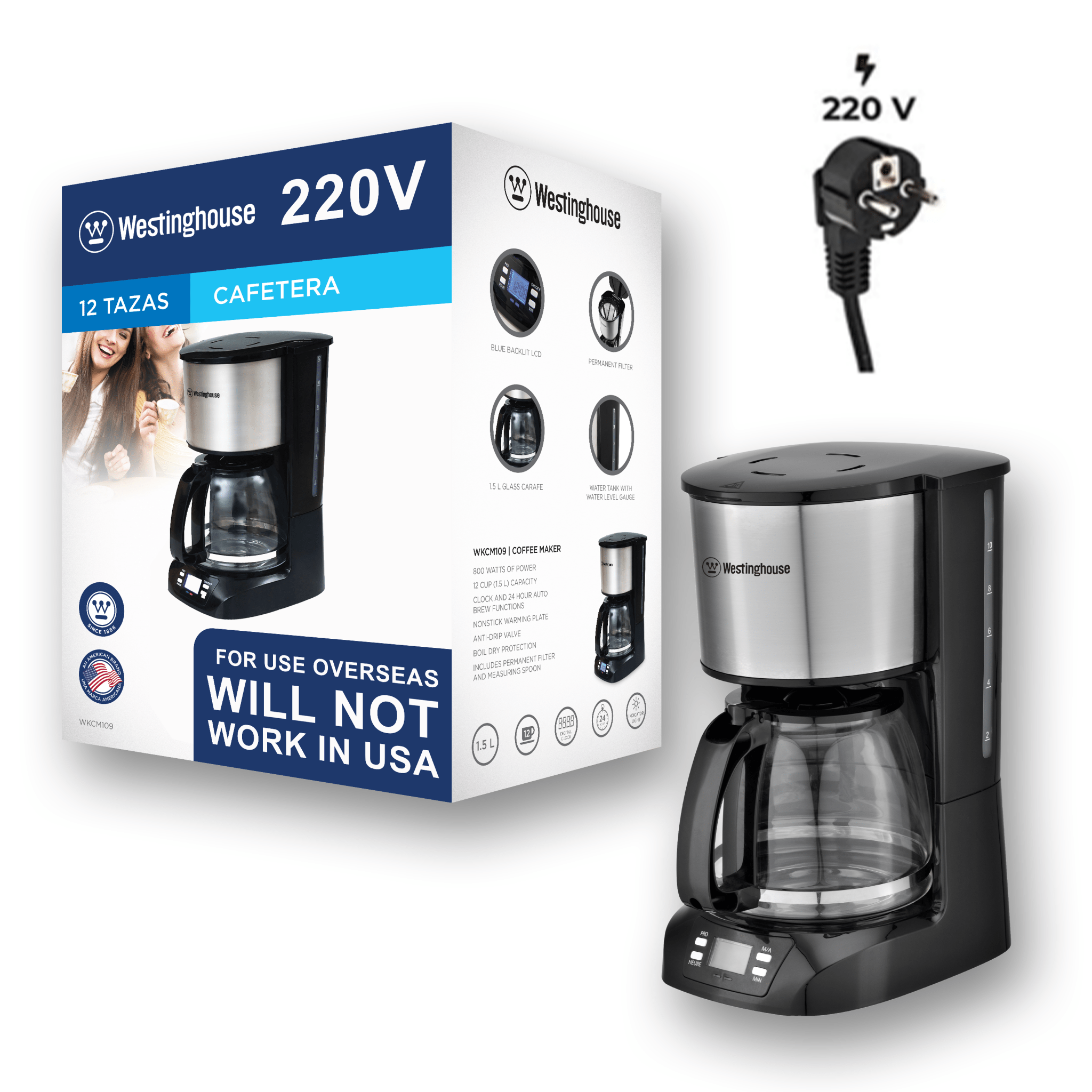 Westinghouse 220 volts Toaster, Coffee maker, and Kettle package 220v 240 volt - 220 - Electronics
