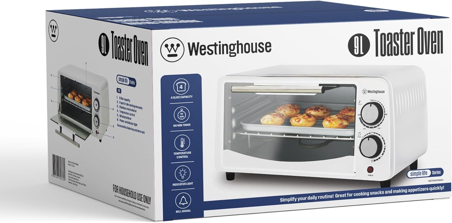 Westinghouse 220 volts toaster oven 4 slice size white color 220v 240 volts mini oven - 220 - Electronics